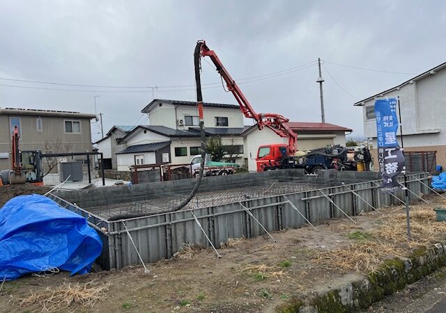 【会津若松市 新築注文住宅】耐圧盤コンクリートの打設
