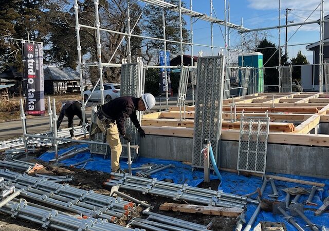 【会津若松市 新築注文住宅】外部足場組立
